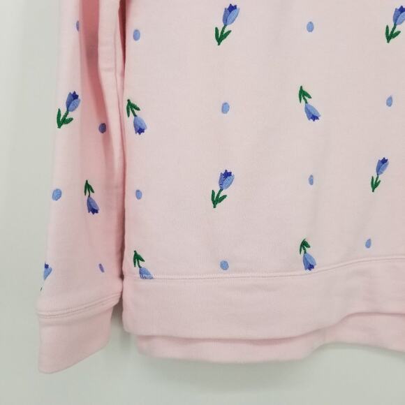 Talbots Embroidered Floral Sweatshirt XS Pullover Crew Neck Light Pink Coquette - Picture 5 of 10